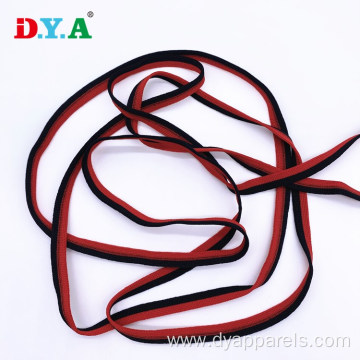 1cm red and black stripe polyester knitting webbing